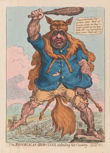 रिपब्लिकन हरक्यूलिस ने अपने देश, पब का बचाव किया। 1797 (हाथ के रंग का उत्कीर्णन)
