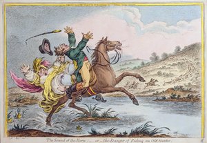 1807 में हन्ना हम्फ़्रे द्वारा प्रकाशित द साउंड ऑफ़ द हॉर्न, या द डेंजर ऑफ़ राइडिंग ए ओल्ड हंटर, हन्ना हम्फ्री द्वारा प्रकाशित