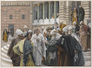 ट्रिब्यूट मनी, हमारे प्रभु यीशु मसीह के जीवन का चित्रण, 1886-94 (कागज पर ग्रेफाइट से अधिक) द्वारा जेम्स जैक्स जोसेफ टिसोट