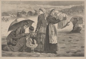 लॉन्ग ब्रांच में समुद्र तट पर - बच्चों का घंटा, 1874 द्वारा जेम्स एल लैंगरिज