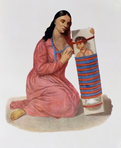 चिप्पवे मदर एंड चाइल्ड, 1826, थॉमस एल मैककेनी और जेम्स हॉल, पब द्वारा जॉन ग्रांट द्वारा &39;इंडियन ट्राइब्स ऑफ नॉर्थ अमेरिका, वॉल्यूम 1&39; का चित्रण