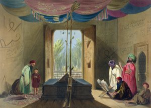 मस्जिद और मस्जिद का मकबरा, गुज़न्नी के सम्राट सुल्तान महमूद, &39;सीन, इनहाबेंट्स एंड कॉस्ट्यूम्स ऑफ़ अफ़गानिस्तान&39; से प्लेट 10, रॉबर्ट कैरिक (c.1829-1904) द्वारा उत्कीर्ण