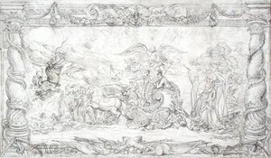 'द वाटरलू एलेगरी' के लिए डिज़ाइन, c.1815-22 (कागज पर कलम और काली स्याही) द्वारा जेम्स वार्ड