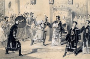 सम्राट वीट-सूंग और उनके दरबार, 1847 में टार्टर द्वारा कैदियों को ले गए