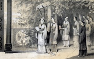 साम्राज्ञी और उनके परिचारक 1847 में शहतूत के बाग से मंदिर के लिए आगे बढ़े।