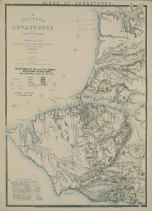 सेवस्तोपोल के पर्यावरण का मानचित्र, 1854 द्वारा जेम्स वायल्डो