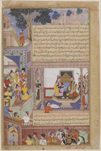 जामी अल-तवारीख (या चिंगिज़नामा) (कागज पर अपारदर्शी जल रंग, स्याही और सोना) से कुबलई खान और उनकी साम्राज्ञी ने सिंहासनारूढ़ किया। द्वारा जमी जामी