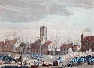 एलगिस डे ला चैपले, पेरिस के सामने लड़ाई। 24 जनवरी, 1791, c.1795 को फर्मीर्स जनक और क्रांतिकारियों की बाधाओं के संरक्षक द्वारा जन बुलथे