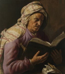 बुढ़िया पढ़ रही है। 1626-1633 द्वारा जन लीवेंस