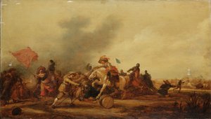 1634 के घुड़सवारों और पैदल सैनिकों के बीच एक जुड़ाव द्वारा जान मार्टजेन डी जोंगे