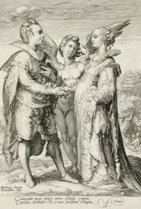 विवाह के लिए विवाह, विवाह त्रयी की प्लेट 1, c.1594 द्वारा जन सैनेद्रम
