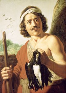 एयर एंड यूथ: हंटर विथ मस्कट एंड स्लाइन बर्ड्स, 1623-25 द्वारा जन एल्डर लिवेन्स
