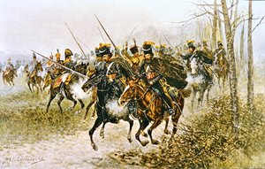 नेपोलियन और उसके कर्मचारी Cossacks से हैरान (कागज पर एक्वारेल) द्वारा जान वैन चेल्मिंस्की