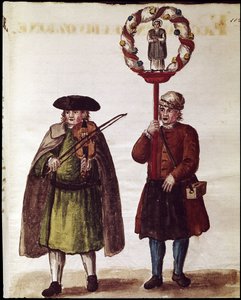 जन वैन ग्रेवेनब्रोक (या गियोवन्नी ग्रीवेम्ब्रोच (ग्रीवेनब्रोच) (1731-180) द्वारा एक संत के विमोचन का धार्मिक उत्सव (एक संत के विमुद्रीकरण का धार्मिक उत्सव) "वेनिटियन के सीमा शुल्क" पांडुलिपि से जल रंग चित्र और स्याही द्वारा जन वैन ग्रीवेनोबेक