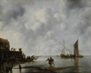 एक शांत, 1651 में मछली पकड़ने की नावें।