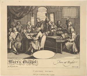 कॉन्सर्ट टिकट - मैरी चैपल, फाइव एट नाईट, 1 मई, 1799। द्वारा जेन आयरलैंड