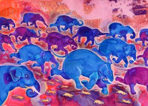हाथी, 1998, (स्याही और गौचे) द्वारा जेन टैटर्सफ़ील्ड