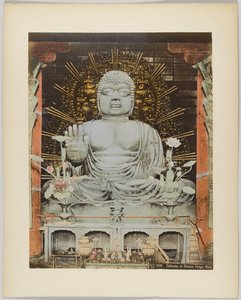 Daibutsu या कांस्य छवि, नारा, जापान (हाथ से रंगीन b/w फोटो) द्वारा जापानी फोटोग्राफर