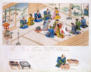 जापानी विवाह: मध्यस्थता के साथ दोनों परिवारों की बैठक, c.1820 द्वारा जापानी स्कूल
