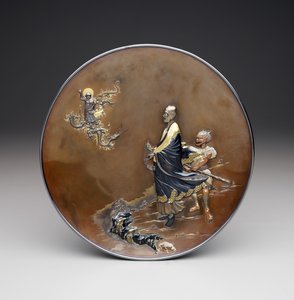 पट्टिका, मीजी काल। c.1870 (चांदी, तांबा और गिल्ट) द्वारा जापानी स्कूल