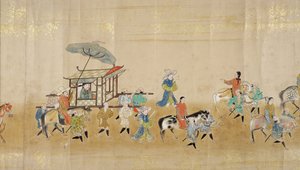 1651 में तोकुगावा इत्सुनस उत्तराधिकार के समय मीरकी 1 में जापान में छठा कोरियाई दूतावास, संभवतः कानो मासुनोबु (1625-94) (स्क्रॉल पेंटिंग) (विवरण) (120833 भी देखें) द्वारा जापानी स्कूल