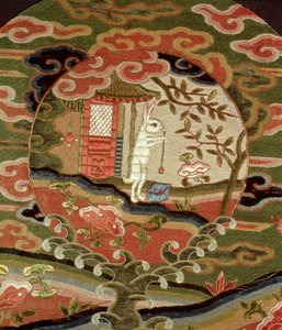कछुआ और खरगोश, ईदो अवधि (1600-1868) (रेशम कढ़ाई) (विस्तार) द्वारा जापानी स्कूल