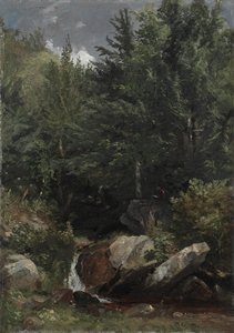 एक पहाड़ी पर पेड़ और एक धारा, 1853।