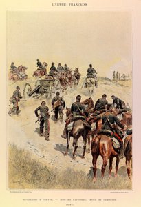 एडोर्ड डिटेल (1848-1912) द्वारा सचित्र कैप्टन जूल्स रिचर्ड की फ्रांसीसी सेना के प्रकार और वर्दी: घोड़े की पीठ पर तोपखाने; बैटरी; 1887 में फील्ड ड्रेस, निजी संग्रह द्वारा जीन बैप्टिस्ट एडौर्ड डिटेल