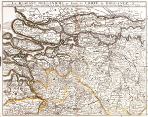डच ब्रेबेंट (या उत्तरी ब्रैबेंट) का नक्शा और हॉलैंड काउंटी (नीदरलैंड) का हिस्सा (उत्कीर्णन) द्वारा जीन बैप्टिस्ट नोलिन