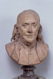 बेंजामिन फ्रैंकलिन का बस्ट (1706-90) 1778 (टेराकोटा) (102249 भी देखें)