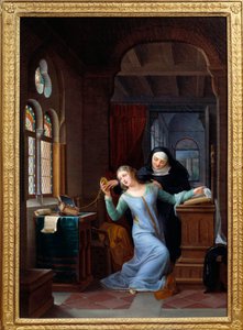 Heloise (1101-1164) मठवासी जीवन को गले लगाते हुए Heloise और Abelard का इतिहास, पौराणिक युगल। जीन एंटोनी लॉरेंट (1763-1832) द्वारा 19वीं सदी के सूर्य की पेंटिंग। 0,84x0,58 मीटर मालमाइसन, मुसी डू चेटो