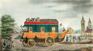 कार (या परिश्रम) में भाप है: 1835 का फ्रांसीसी आविष्कार। एंज टिसियर द्वारा उत्कीर्णन (1814-1876)। १८३५. निजी संग्रह