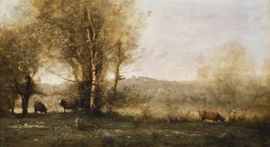 तीन गायों वाला तालाब द्वारा Jean Baptiste Camille Corot