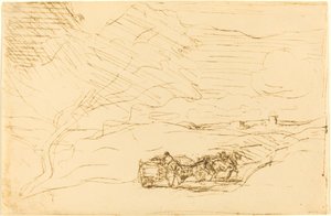 वैगन गोइंग टू टाउन (ले चैरियट अ ला विले) द्वारा Jean Baptiste Camille Corot