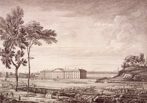 व्हाइटचैपल रोड, 1753 में लंदन अस्पताल का दृश्य