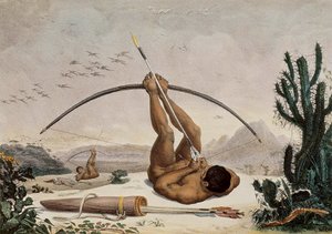 नेटिव आर्चर, ब्राजील के आंतरिक भाग में ट्रेवल्स से चित्रण, 1834 द्वारा जीन बैप्टिस्ट डेब्रेट