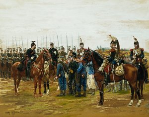 बवेरियन सोल्जर्स कैप्टिव, 1875 को पकड़ते हुए फ्रेंच कुइरासीर द्वारा जीन बैप्टिस्ट एडौर्ड डिटेल