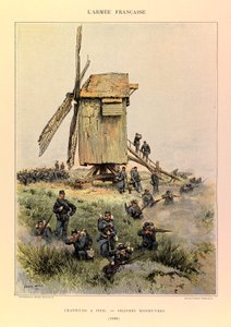 एडोर्ड डिटेल (1848-1912) द्वारा सचित्र कैप्टन जूल्स रिचर्ड की फ्रांसीसी सेना के प्रकार और वर्दी: पैदल शिकारी; 1885 में महान युद्धाभ्यास, निजी संग्रह द्वारा जीन बैप्टिस्ट एडौर्ड डिटेल