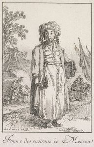 मॉस्को के उपनगरों से महिला, 1768। द्वारा जीन बैप्टिस्ट ले प्रिंस