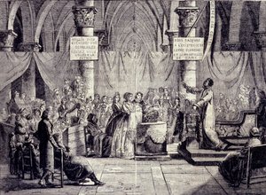 1796 और 1800 के बीच थियोफिलैंथ्रोपी संप्रदाय के सदस्यों का बपतिस्मा।