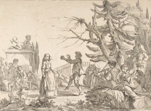 इम्प्रोमाटू डांस द इंप्रूव्ड बॉल, 1742। द्वारा जीन बैप्टिस्ट मैरी पियरे