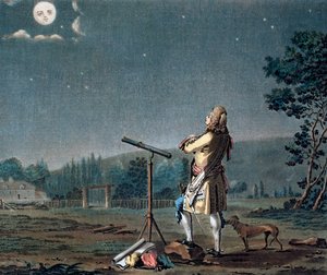 बर्नार्ड ले बोविएर डे फोंटेनेल दुनिया की बहुलता पर विचार करते हुए, 1791। द्वारा जीन बैप्टिस्ट मोरेट