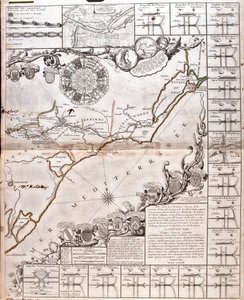 नहर डू मिडी का नक्शा, इसके एक्वाडक्ट्स के साथ (उत्कीर्णन द्वारा जीन बैप्टिस्ट नोलिन