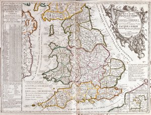 जेम्स द्वितीय के शासनकाल के तहत इंग्लैंड के साम्राज्य का नक्शा (उत्कीर्णन) द्वारा जीन बैप्टिस्ट नोलिन