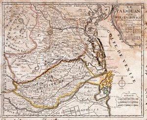 Padua और Polesine (इटली) के क्षेत्र का नक्शा (उत्कीर्णन द्वारा जीन बैप्टिस्ट नोलिन