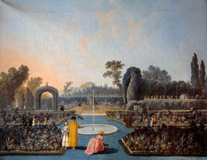 जीन पिल्मेंट (1728-1808) 1785 पेरिस, सजावटी कला द्वारा लिस्बन पेंटिंग में बेनफिका के उद्यान का दृश्य