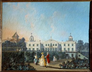 लिस्बन में बेनफिका के बगीचों का दृश्य। जीन पिल्मेंट द्वारा पेंटिंग (1728-1808)
