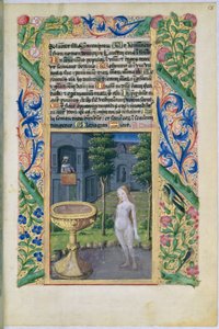 सुश्री लाट। QvI126 f.58 डेविड बाथशीबा पर जासूसी करता है क्योंकि वह स्नान करता है, लुईस की किताबों से