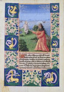 सुश्री लाट। QvI126 f.94v ऑरलियन्स के लुइस (1462-1515) ने लुई चाइल्ड ऑफ बुक डेसवर्लेंस, 1469 की क्राइस्ट चाइल्ड से पहले प्रार्थना की द्वारा जीन कोलम्बे