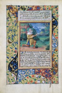सुश्री लाट। QvI126 fol.17v किंग डेविड ने फादर इन गॉड ऑफ द फादर से पहले, बुक ऑफ आवर्स ऑफ लुइस डेक्लियर्स से 1490 द्वारा जीन कोलम्बे